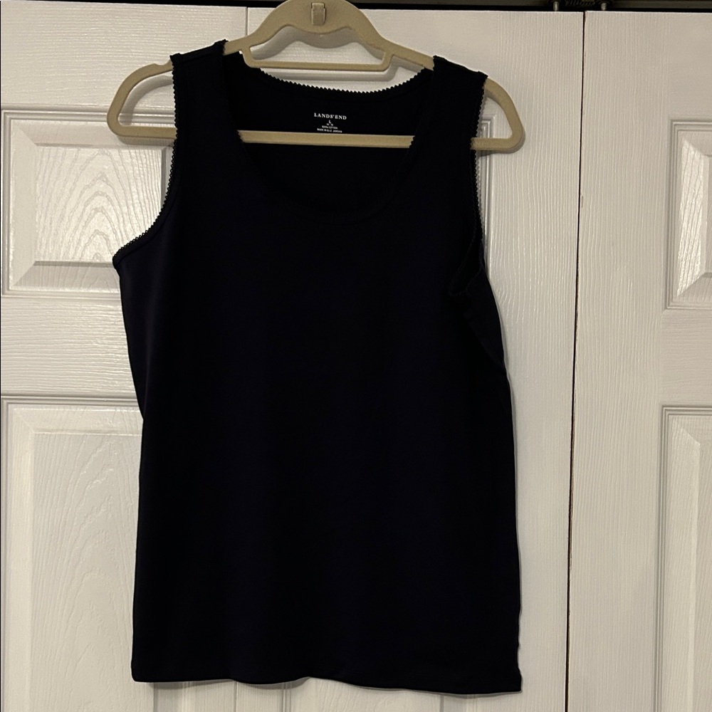 Lands' End Women's Black Scoop Neck Tank